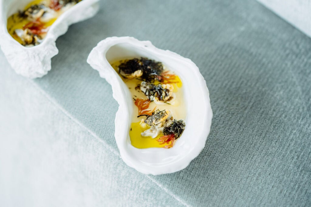 Delicately prepared fresh oyster